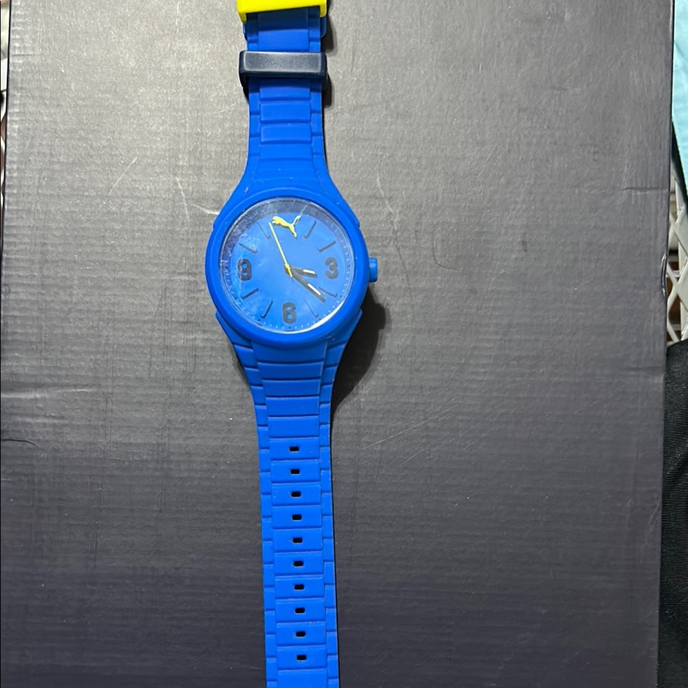 Puma Blue Silicone Watch with Silver Dial